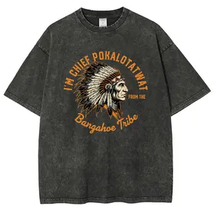 'Chief Pokalotatwat" Funny Unisex Vintage Washed T-Shirt, Bangahoe Tribe Meme Graphic Tee, Casual Streetwear Top