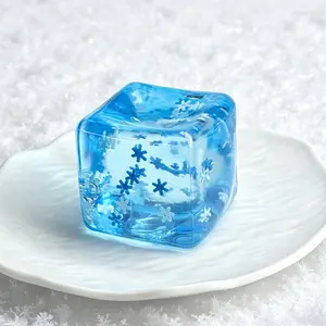 Slow Rebound Stress Ball, Square Ice Cube Shape, Snowflake Pattern, Sensory Relief Toy, Anxiety Relief for Adults and Kids, Classroom Reward, Office Decor, Relaxing Gift