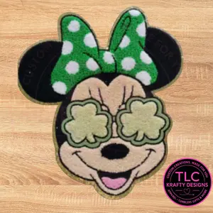 St. Patrick's Day Mouse Chenille Patch | St Patrick’s Day Patch | Mouse Character With Shamrock Details Iron-On Patch | Jacket Hoodie Tote Patch