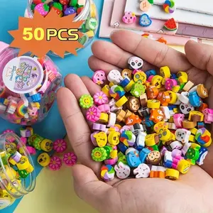 50pcs Creative Cartoon Erasers, Fun Pencil Erasers, Pastel Eraser Set, Back to School Gift, Classroom Rewards, Party Favors, No Trace Erasers, Office School Supplies