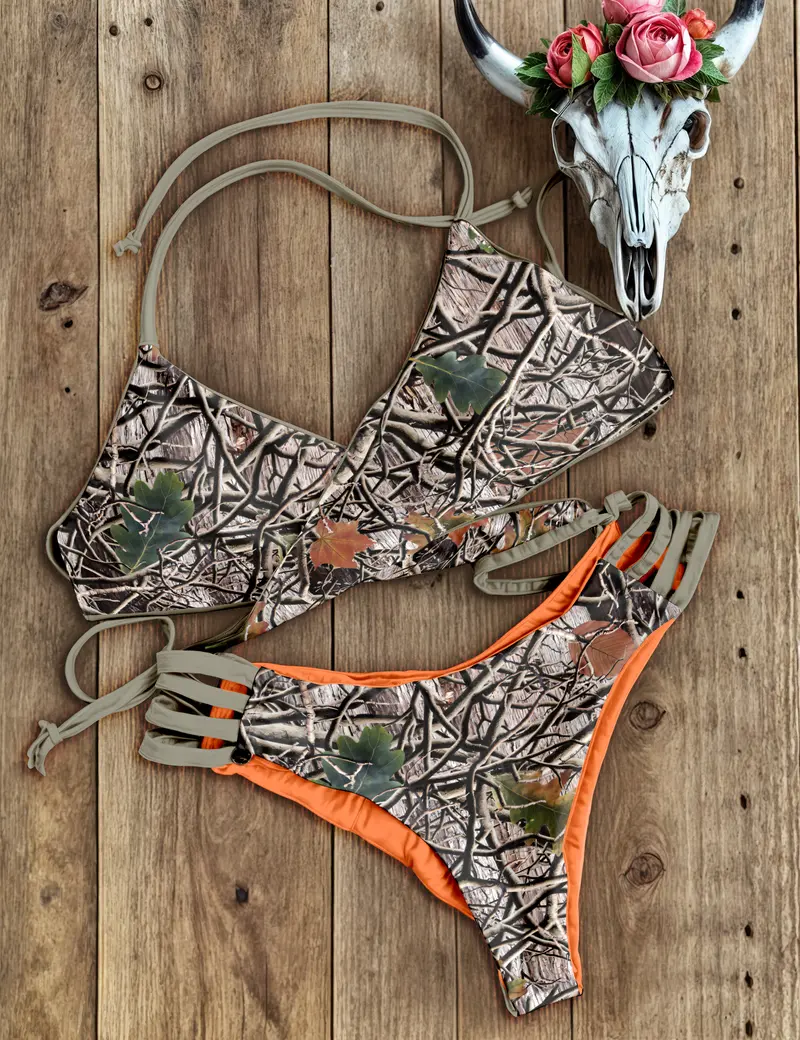 Camo Duck Bikini Set for Women – Triangle String Two-Piece Swimsuit –  Hunting-Inspired Camouflage Print – Sexy & Trendy Beachwear for Summer Pool  Days