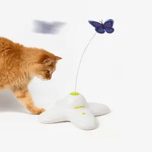 Allforpaws Automatic Butterfly Toy for Cats Exercise Playful Entertainment- 360-Degree Rotating Fun Interactive Pet Toy with 2 Replacement Butterflies for Mental Stimulation and Continuous Play