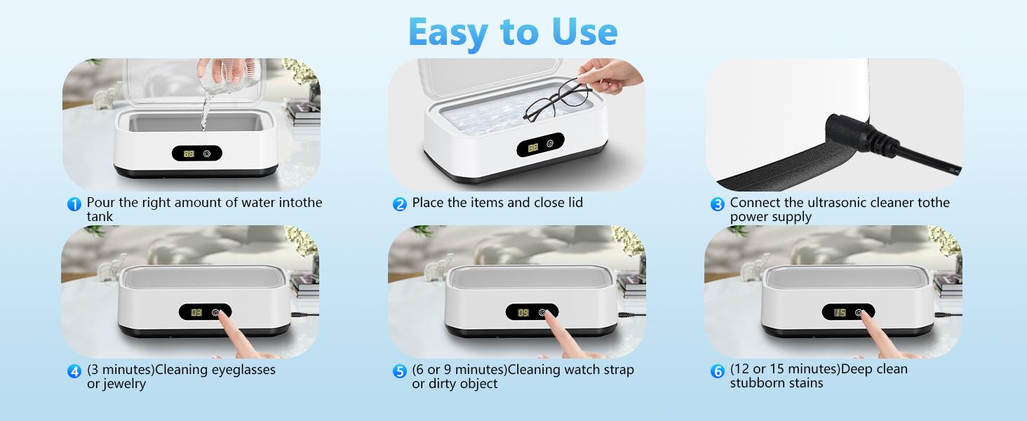 PKBD 2025 Upgrade Large Capacity Ultrasonic Cleaner 50kHz with 5 Modes Timer for Glasses Jewelry Dentures 304 Stainless Steel Tank 40W Engine 650ml Tank PKBD 2025 Upgrade Large Capacity Ultrasonic Cleaner 50kHz with 5 Modes Timer for Glasses Jewelry Dentures 304 Stainless Steel Tank 40W Engine 650ml Tank