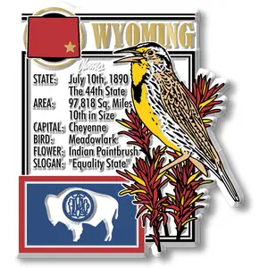 Wyoming State Montage Magnet by Classic Magnets, 3" x 3.3"