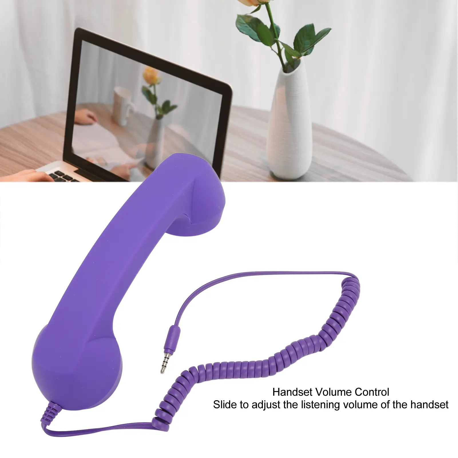 EchoRetro™ Bluetooth Retro Call Handset with Crystal-Clear HD Voice Noise Cancellation Comfortable Ergonomic Design for Smartphones Laptops Tablets