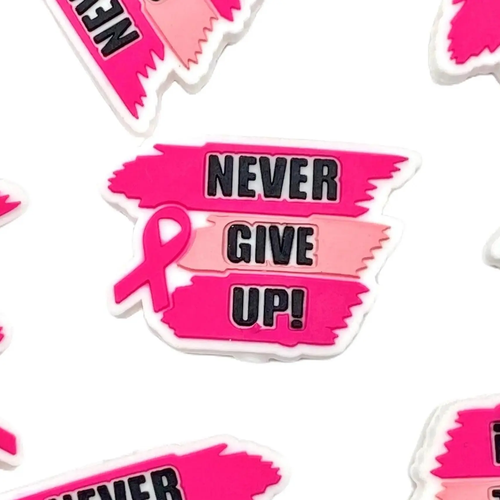 1pc Never Give Up Silicone Focal Beads | Breast Cancer Crafting Pink DIY Supples Colorful Beaded Pen Accessories