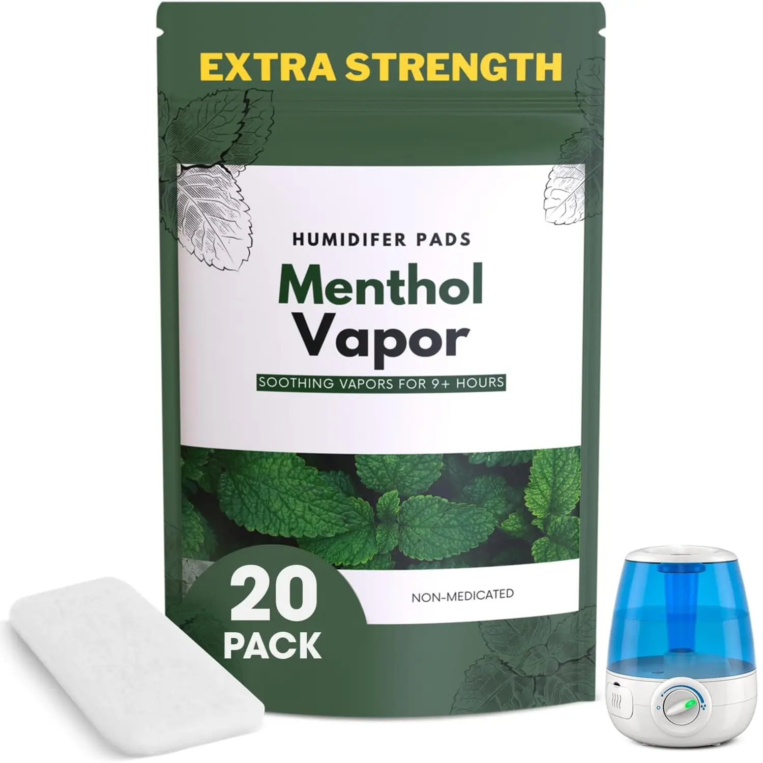 Extra Strength [20 Pack] Menthol Eucalyptus Humidifier Pads - Universal Vapor Pads for All Vks, Crane, Other Models - Vapopads Replacement