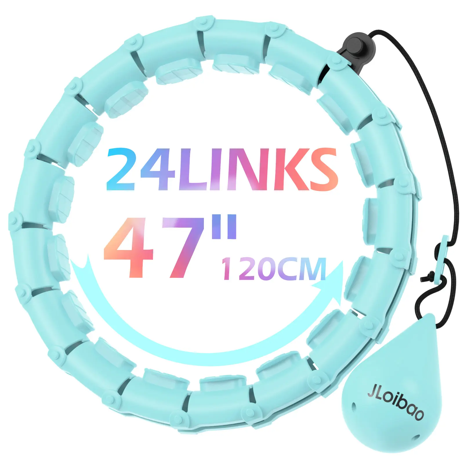 JLoibao Weighted  Circle 47" with 24 Detachable Links for Adults Fitness Adjustable Hoop Plus Size Smart Exercise Equipment Home Gym Kit Eco-Friendly ABS Material