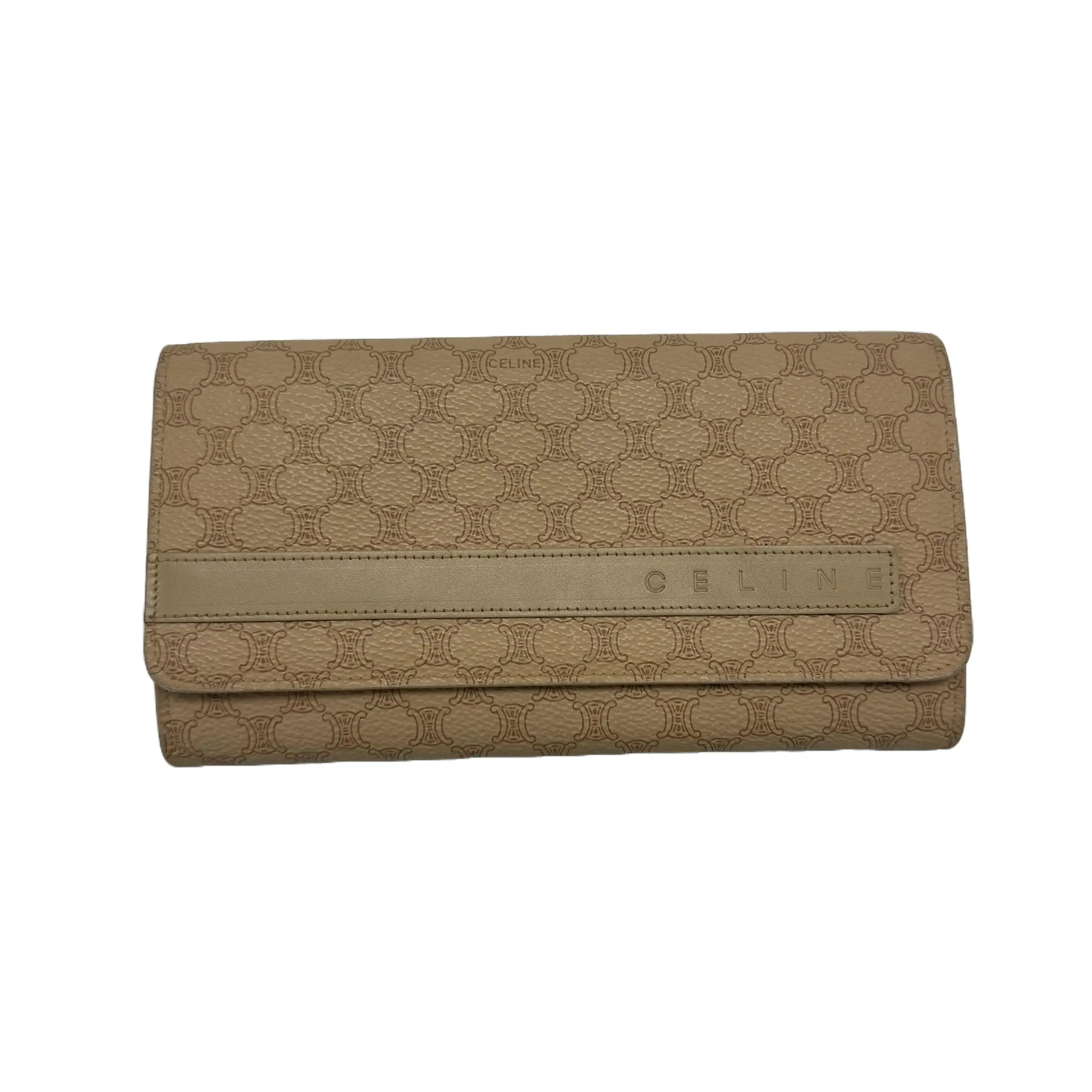 Pre-owned Celine canvas Small leather goods Beige Macadam long Wallet N26040013