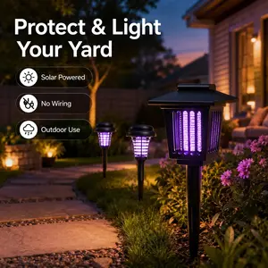 Solar Mosquito Zapper Light - OutdoorGarden Stake Lamp, UV Insect Killer, SolarPowered, Dual Mode (Mosquito Control +Pathway Lighting), Weather Resistant, EasySetup, Small & Large Round + SquareOptions
