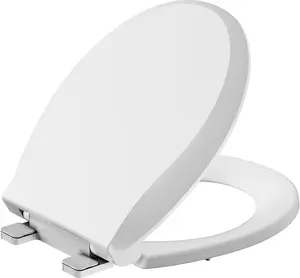 17 INCH Toilet Seat Round Soft Close, Contoured Seat With Grip-Tight Bumpers, Toilet Lid Slow Close Quiet No Slam, Easy Installation & Release/Easy Clean/Ergonomic Design/Quick-Attach Hardware