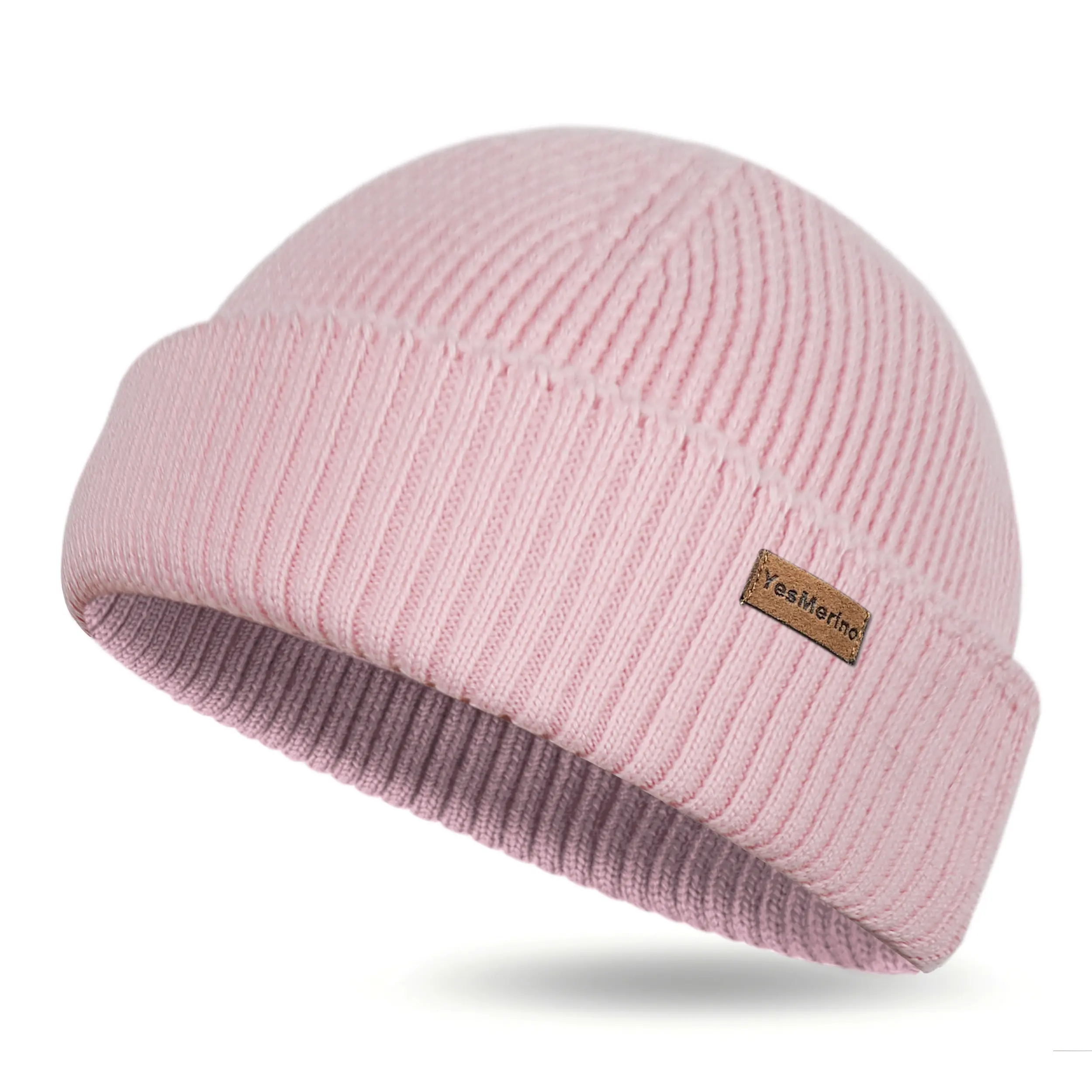 100% Merino Wool Fisherman Beanie – Stylish & Cozy Cold Weather Hat, Unisex Soft Knit Cuff Cap for Winter, Streetwear Trendy, Gift Boxed