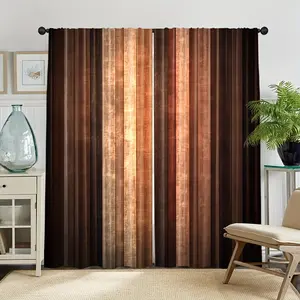 2-Piece set, modern patina stripes simple print curtains, rod pocket design, modern style, suitable for living room bedroom study home decoration, room decoration, Window Curtain