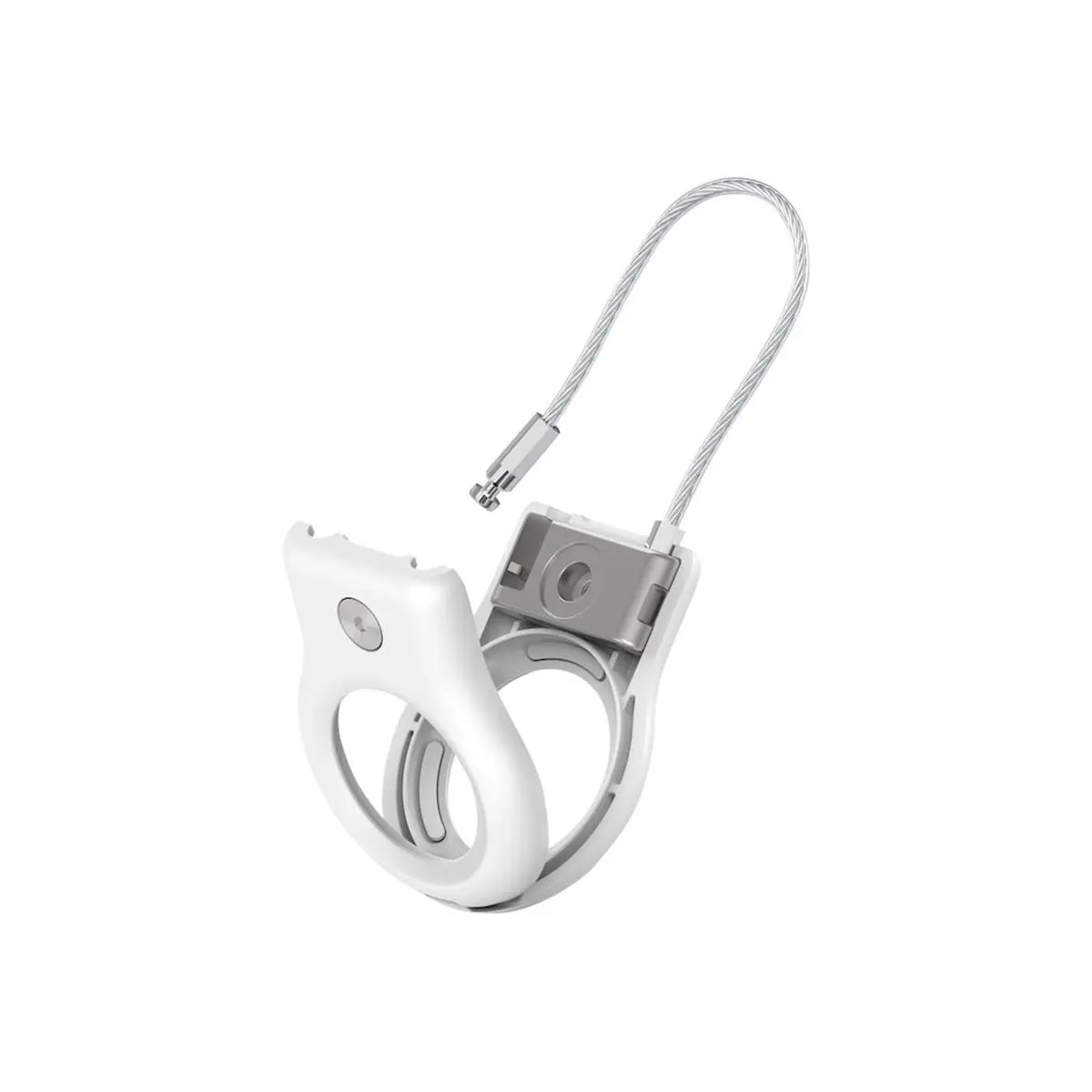 Belkin MSC009btWH AirTag Holder - White, Durable Allen Key Locking System, Braided Wire Cable, Open Design with Raised Edges, Reliable Protection