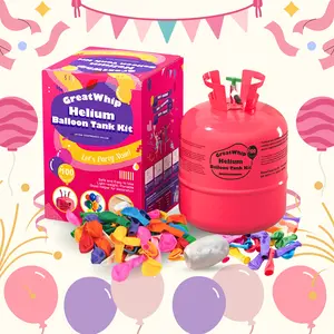 GreatWhip 22L Helium Tank Up To 100 Latex Balloons, Helium Tank For Balloons At Home, Latex Balloons And Ribbons Included Portable