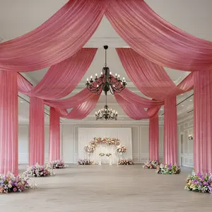 Sheer Wedding Arch Drape – 5ftx32ft Mauve Cinnamon Rose Sheer Curtain Backdrop, Ceiling Drapery Panel