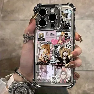 Death Note Anime Design Phone Case, Compatible with for iPhone 17 Air 16 15 14 13 12 11 Pro Max Plus Electroplated Shockproof Transparent Soft Back