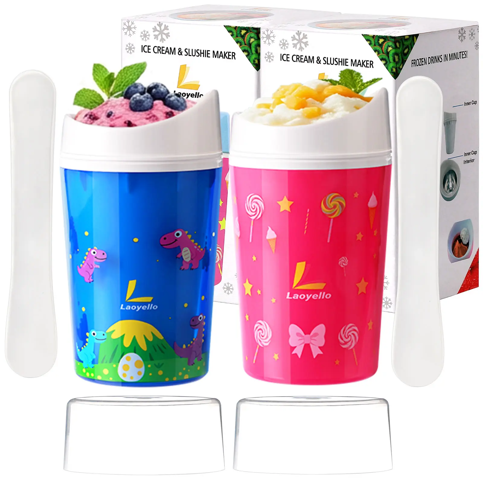 Slushie Maker Cup with Lid, DIY Slushy Cup, Slush and Shake Maker with Freezer Core for Quick Frozen Homemade Single-Serving Slushie, Fruit Smoothies