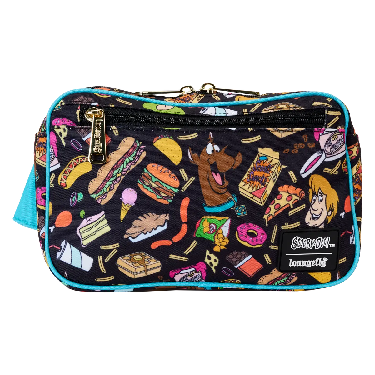 Loungefly Scooby-Doo Snacks All-Over Print Portable Nylon Zipper Belt Bag with Adjustable Waistband, Portable Waist Bag, Waist Bags