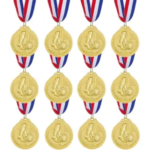 Premium Award Medals Pack with Neck Ribbon, Olympic Style Sports Medals, Soccer Medals for Kids & Adults Competitions