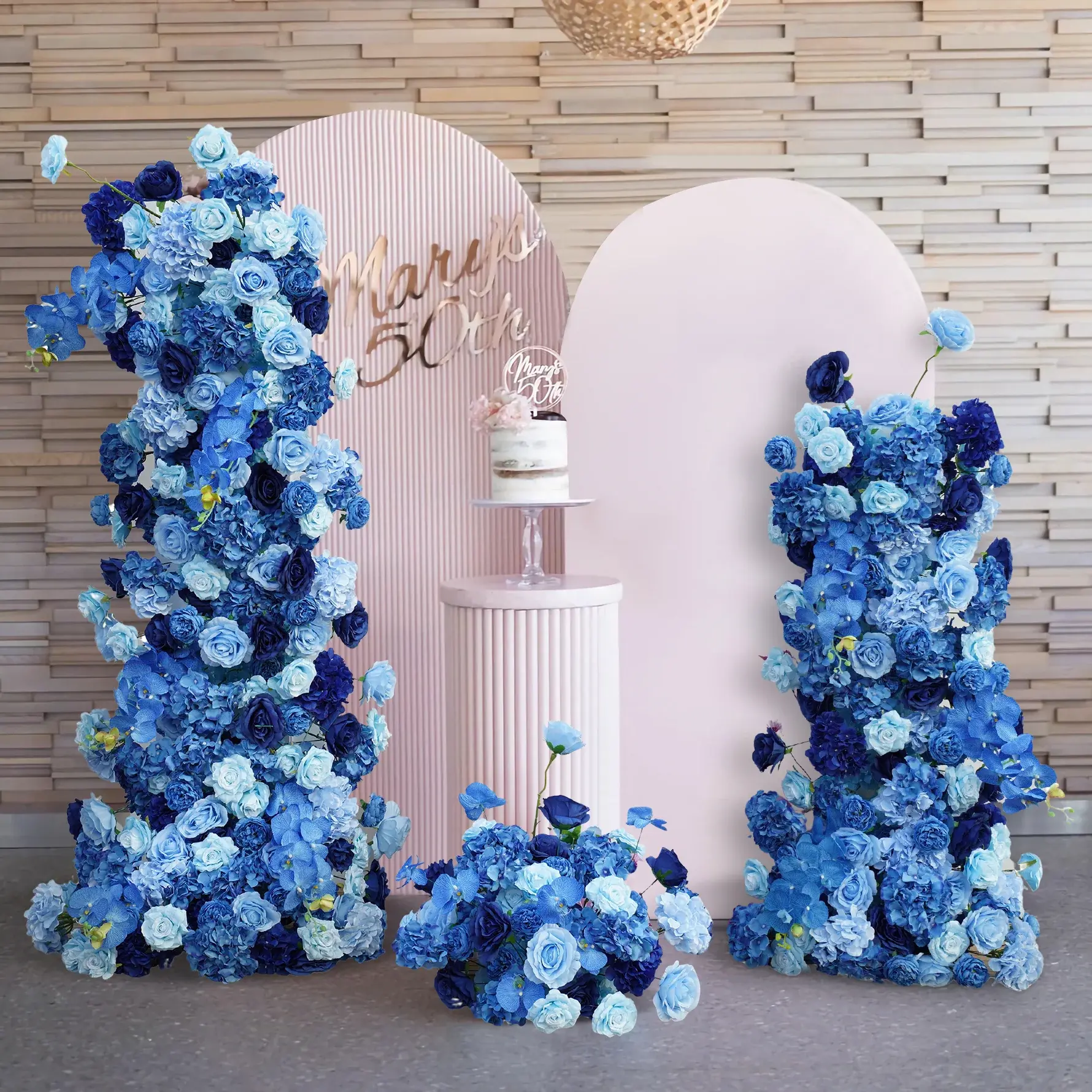 A7662 Blue wedding Background Floral Art Rose Hydrangea Orchid Floor Flower