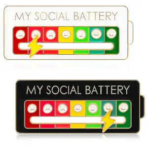 Funny Social Battery Slider Pin - 7-Day Mood Display Accessory, Perfect for Introverts in Office