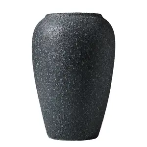 Handmade Ceramic Table Vase Granular Texture Matte Finish Mottled Glaze Simple Natural Texture Minimalist Style Decor Piece for Home Decor