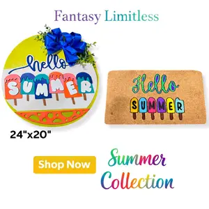 Fantasy Limitless Hello Summer Set Rug and Door Welcome 24"x20" Summer Collection Decor