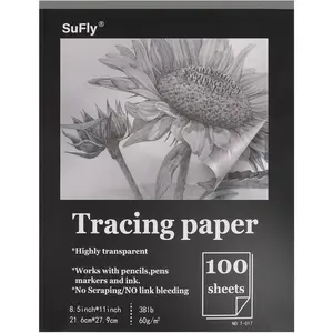 Tracing Paper 8.5x11 inch, 100 Sheets Transparent Vellum Paper for Tracing Pads, 38lb/60gsm Translucent Tracing Paper for Pencil, Marker and Ink, Trace Images, Sketch, Preliminary Drawing, Overlays