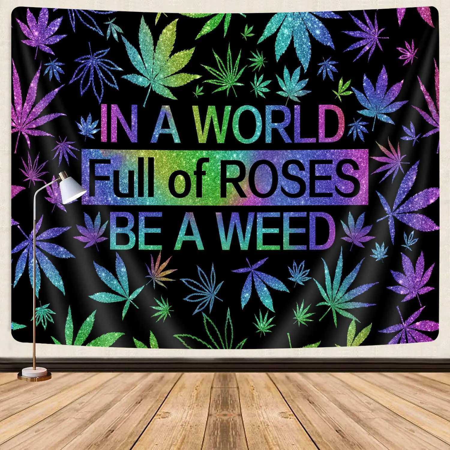 tapestry GOAOK Trippy Weed Tapestry, Cool Psychedelic Cannabis Leaf and Funny Quotes Tapestry for Men Bedroom Aesthetic Hippie Boho Marijuana Leaves Stoner Tapestry for Bedroom Living Room
