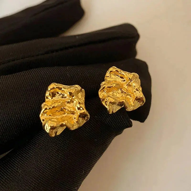 Elevate Your Style with Our Stunning Gold Nugget Stud Earrings!