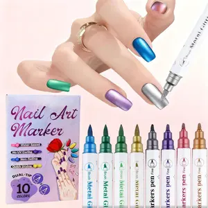 1 box of 10-color dual-tip nail art painting pens, temporary tattoo pens, body painting soft tip paint pens, quick-dry nail art marker pens, nail drawing flower pen set, holiday gift Nail Art Tools
