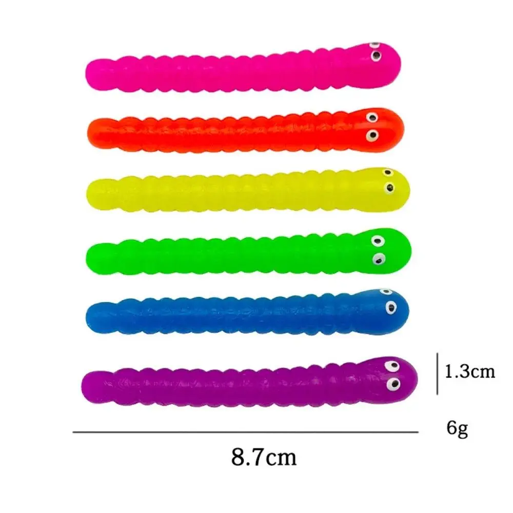 Colorful Caterpillar Stretch Toy Stress Relief Fidget Pulling Sensory Toy Stretchy Soft Rubber Fun Toy for Kids & Adults