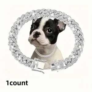 Rhinestone Decor Dog Chain Necklace, Adjustable Pet Necklace, Pet Jewelry Accessories for Small to Large Dogs & Cats