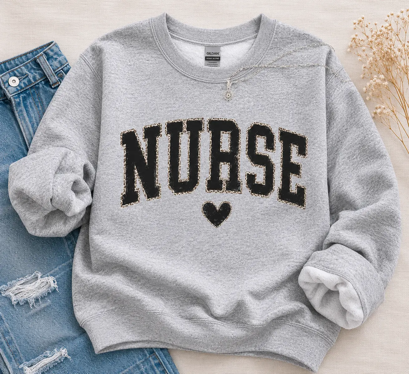 Nurse Sweatshirt & T-shirt, Leopard Nurse Shirt, RN Sweatshirt, Nurse Sweater, Nurse Graduation Gift, Nurse Week, Nurse Appreciation, New Nurse Gift