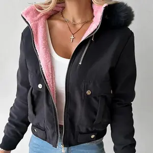 Women Trim Jacket Hooded Zip Up Fleece Lined Coat Outwear with Pockets Jackets Streetwear Coats Y2k Autumn Winter Elegant(Sheets)