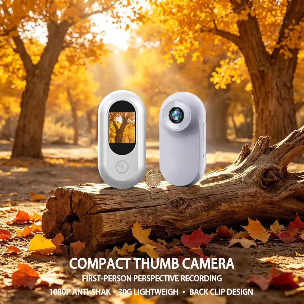 Mini Body Camera - Thumb-Sized Wearable 1080p Action Cam, Magnetic Hands-Free Portable Camcorder with Micro SD Support, Mount-Anywhere for Pet Walking, Work