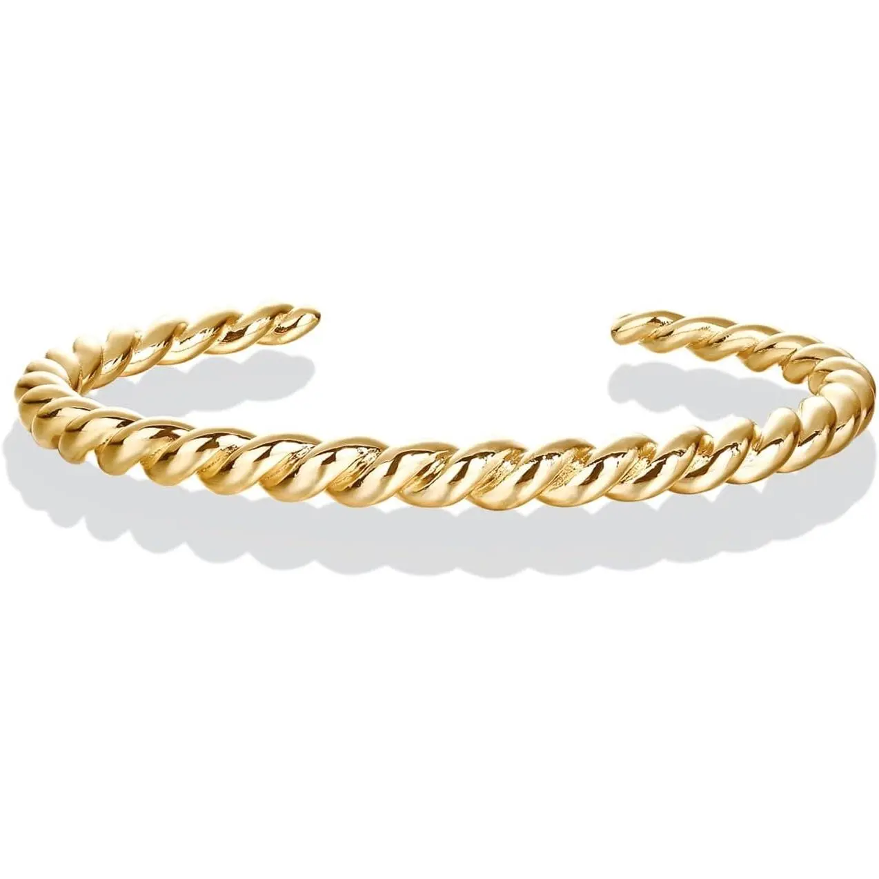 Gold Plated Twisted Chunky Bangle Bracelet | 14K Gold Plated | Lightweight Everyday Jewelry