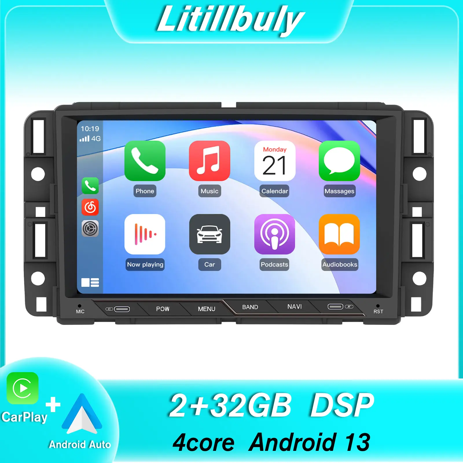 8" Android 13 Car Stereo for Chevrolet Silverado GMC Sierra Yukon 2007-2013  touch screen has Android Auto Wireless Carplay, Bluetooth WIFI supports GPS Navigation