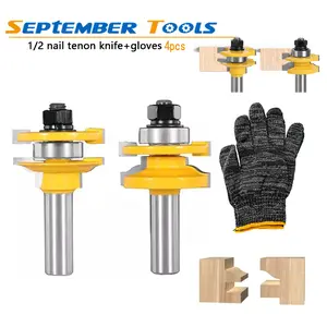 4pcs Milling Cutter Set, 1/2" 8mm 12mm Shank Raised Panel Cabinet Door Router Bits, Power Tool Accessories for Woodworking