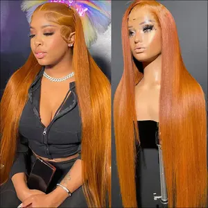 Ginger Wigs Human hair Straight 13x6 Lace Front Wigs Pre Plucked HD Lace Frontal Human Hair Wig For Women