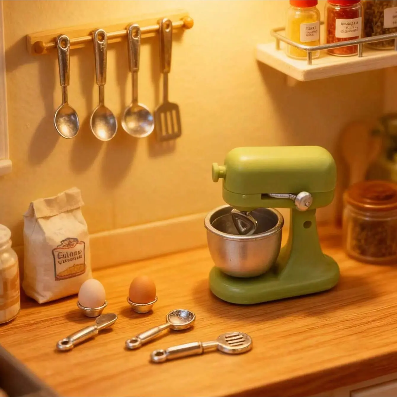 Christmas Kitchen Scene Blender Set, 1:24 Miniature Cute Mixer Figurine, Doll House Accessory, DIY Decor, Collectible Kitchen Utensils, Creative Home Decoration, Miniature Cooking Set