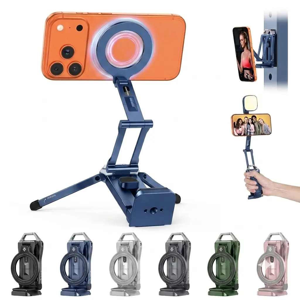 OMOTON TP02 Pro Magnetic Phone holder Smartphone Mount - Metal Adjustable Holder w/ Arca-Swiss & 1/4" Screw for Selfie Stick