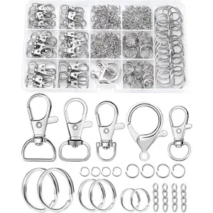 325PCS Keychain Making Kit - Keychain Clip with Key Ring, Lobster Claw Clasp, Swivel Snap Hook, Jumprings & Extender Chain for Crafts, DIY Projects, DIY Jewelry Making & Purse Making Supplies