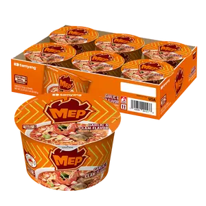 MEP Pack of 6 Garlic Clam Ramen Spicy Instant Bowl Noodle Soup, Refreshing Seafood Broth Ramyeon, Quick Microwave Meal