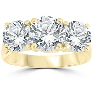 Certified 5Ct Three Stone Diamond Engagement Anniversary Ring 14k Gold Lab Grown