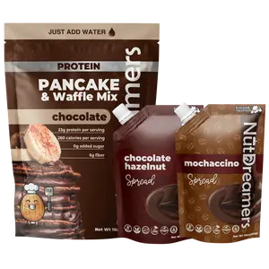 Chocoholic Morning Bundle | Chocolate Pancake Mix + Chocolate Hazelnut & Mochaccino Spreads