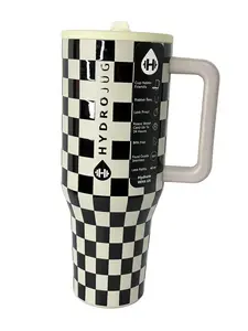 HydroJug Checkerboard Tumbler 40oz Insulated Leak-Proof BPA-Free Portable Drinkware Mug with Ergonomic Handle for On-the-Go Life Lightweight Stylish Flasks Bottles