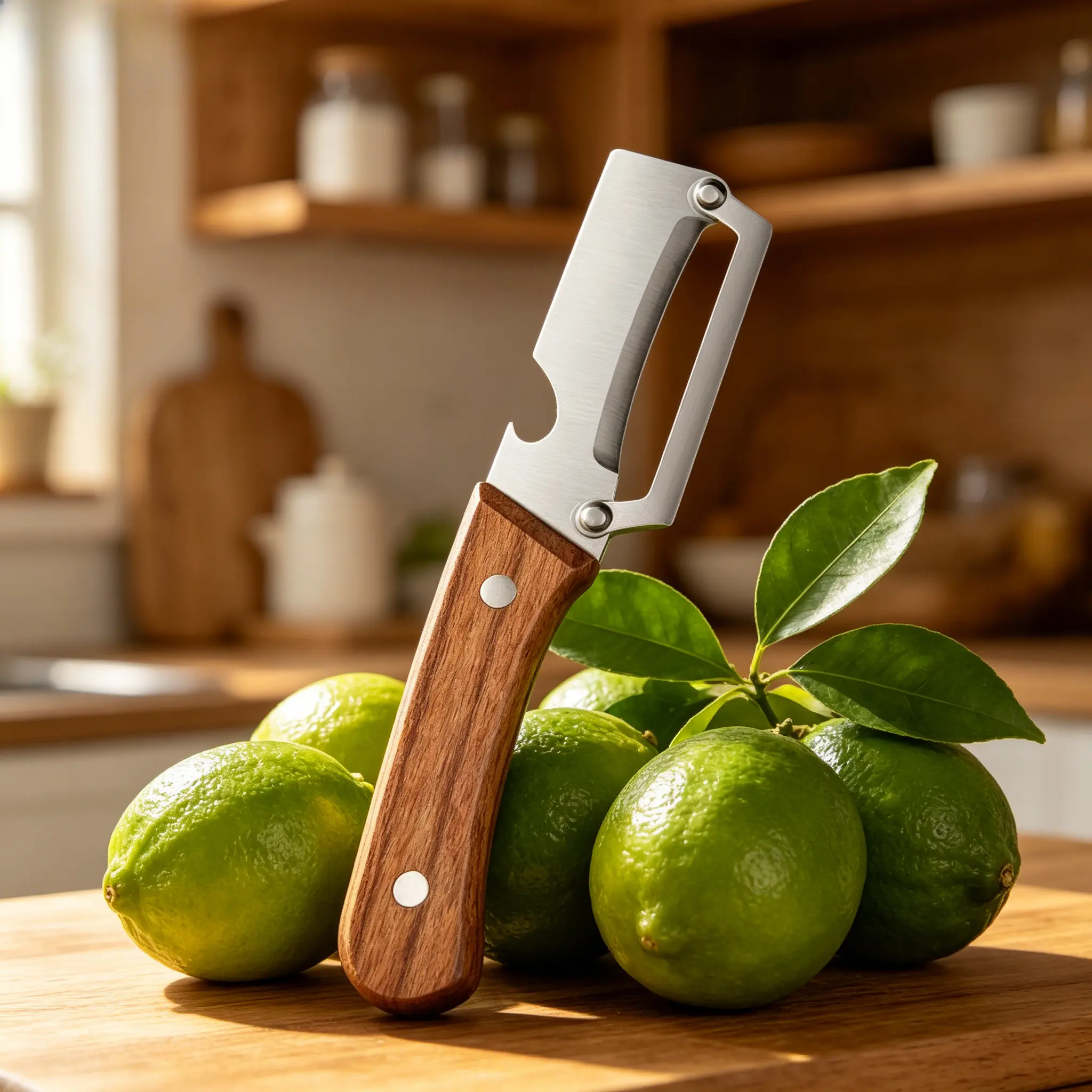 2PCS Premium Fruit Veggie Peeler - Stainless Steel Blade, Durable Wooden Handle, Labor-Saving Smooth Peeling, Built-In Opener, Compact Easy-to-Store Kitchen Utensil - Practical Gadget Gift for Mom, Bottle Opener Peelers