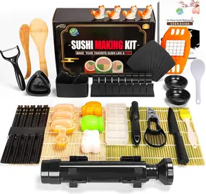 Sushi Making Kit, 32-in-1 Complete Set with Bazooka Roller, Nigiri & Musubi Presses,  Mats, , Peeler,  Rice Molds, Chopsticks & More   for Family Fun